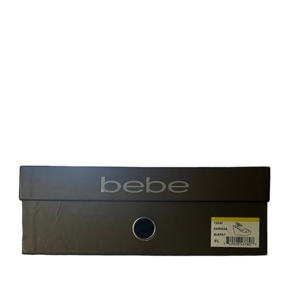 Bebe Black Patent Karissa Espadrille Wedge Platform Sandals Size 9.5 - Picture 7 of 11